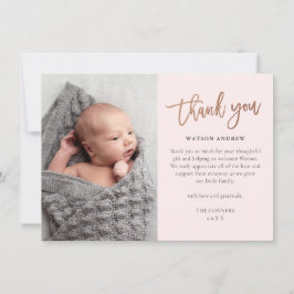 Cartão De Agradecimento Bebê de Fotografia de Script Moderno