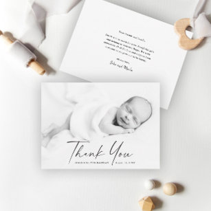 Cartão De Agradecimento Bebê de Fotografia de Script Moderno