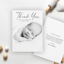 Cartão De Agradecimento Bebê de Fotografia de Script Moderno