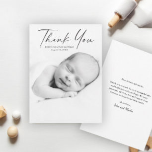 Cartão De Agradecimento Bebê de Fotografia de Script Moderno