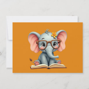 Cartão De Agradecimento Bebê Elefante Sábio