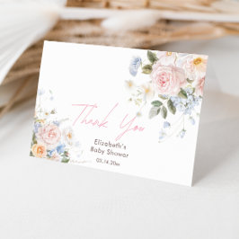 Cartão De Agradecimento Bebê Em Chá de fraldas Rosa Floral