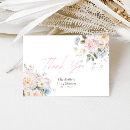 Cartão De Agradecimento Bebê Em Chá de fraldas Rosa Floral