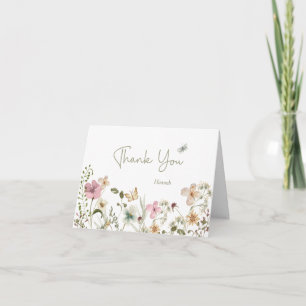Cartão De Agradecimento Bebê em Flor Aniversário de Bebê Flor Silvestre Ob