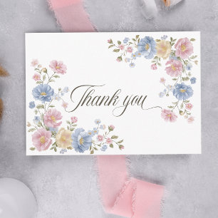Cartão De Agradecimento Bebê em Flor Flor Silvestre Pastel Chás de Bebê