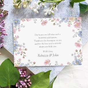 Cartão De Agradecimento Bebê em Flor Flor Silvestre Pastel Chás de Bebê