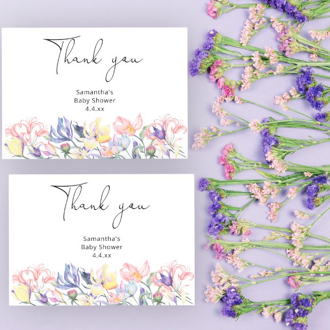 Cartão De Agradecimento Bebê em obrigado florescente você chá de fraldas (Criador carregado)