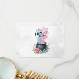 Cartão De Agradecimento Bebê está criando caldeirão rosa e azul