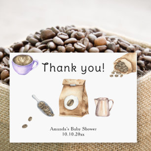 Cartão De Agradecimento Bebê está preparando café Obrigado