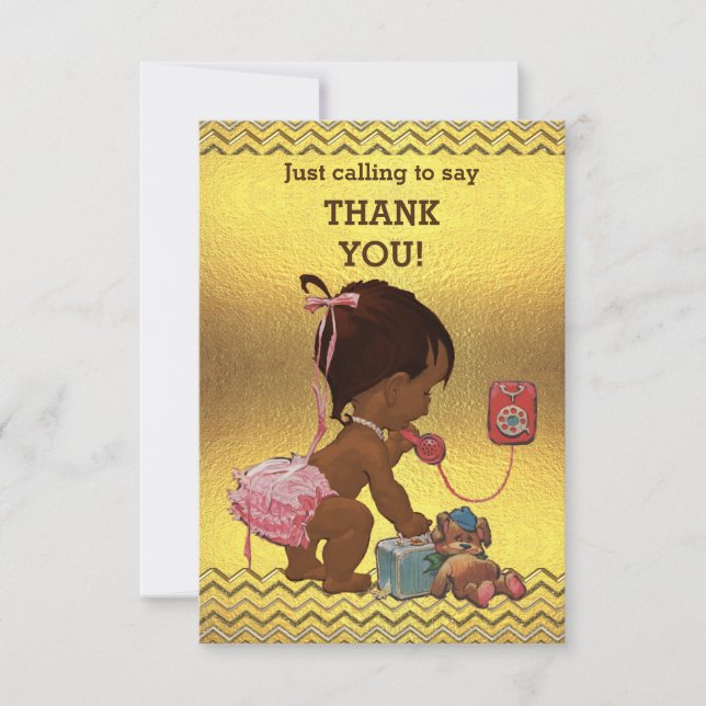 Cartão De Agradecimento Bebé étnico das vigas Dourados no obrigado do (Frente)