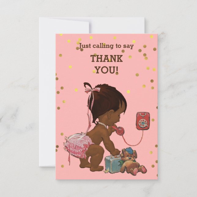 Cartão De Agradecimento Bebé étnico dos confetes Dourados no obrigado do (Frente)