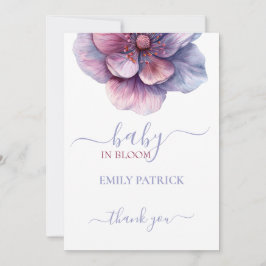 Cartão De Agradecimento Bebê na floração | floral de chá de fraldas