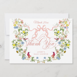 Cartão De Agradecimento Bebê no Bloom Arco Rosa Chá de fraldas