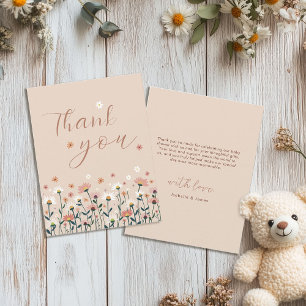 Cartão De Agradecimento Bebê no Bloom Boho Chic Floral Party Chá