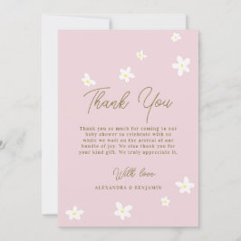 Cartão De Agradecimento Bebê no Bloom Daisy Primavera Pink Boho Girl Chá