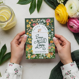 Cartão De Agradecimento Bebê no Bloom Floral Garden Chá de fraldas