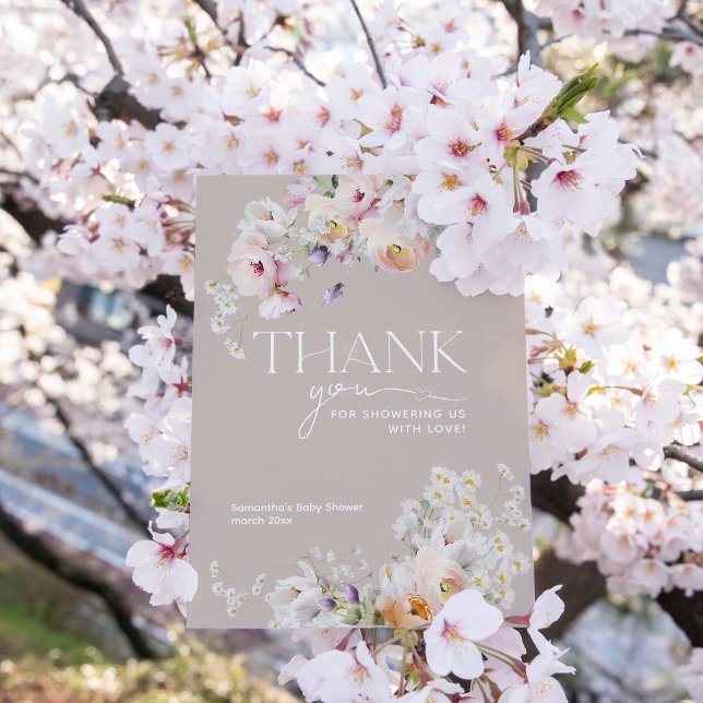 Cartão De Agradecimento Bebê no Bloom Wildflower Boho Chá de fraldas (Criador carregado)