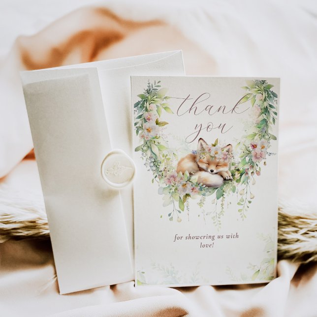 Cartão De Agradecimento Bebê no Bloomland Woodland Floral Baby Chá (Criador carregado)