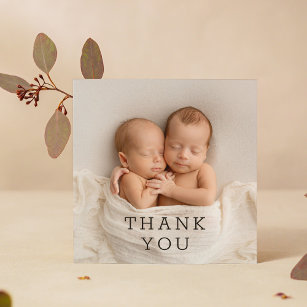 Cartão De Agradecimento Bebê presente obrigado gêmeos Chá de fraldas recém