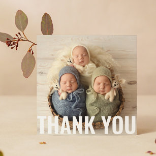Cartão De Agradecimento Bebê presentes triplicações Obrigado Chá de fralda