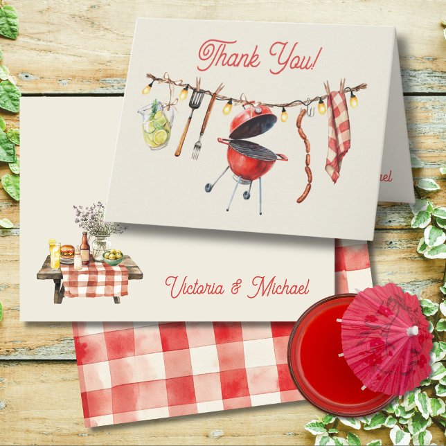 Cartão De Agradecimento Bebê Q Barbecue linha de clothesline obrigado nota (Criador carregado)