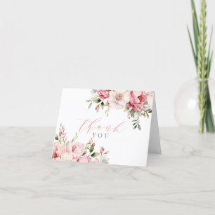 Cartão De Agradecimento Bebê Rosa Elegante Em Chá de fraldas De Bloom