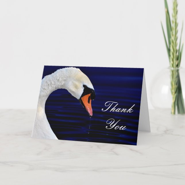 Cartão De Agradecimento Bebendo Swan Branco (Frente)