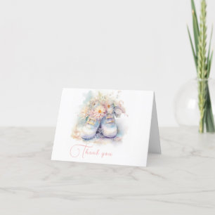 Cartão De Agradecimento Bebês brancos bonito com flores