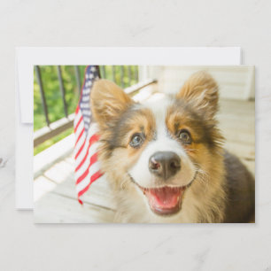 Cartão De Agradecimento Bebês Mais Pobres   Corgi Puppy Patriótico