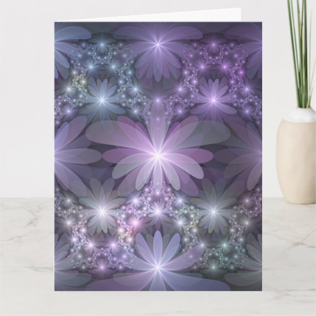 Cartão De Agradecimento Bed of Flowers Trendy Shiny Abstract Fractal Art (Frente)