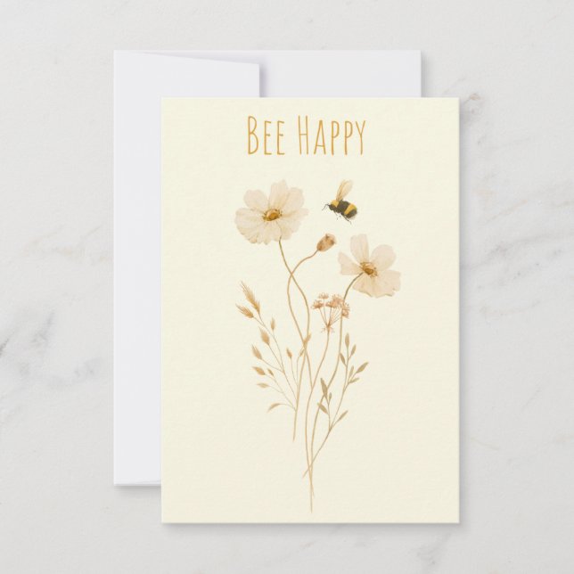 Cartão De Agradecimento Bee Happy (Frente)