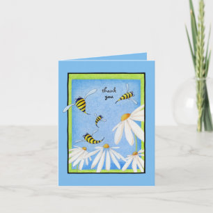 Cartão De Agradecimento Bee Happy Daisies Thank You Note Card