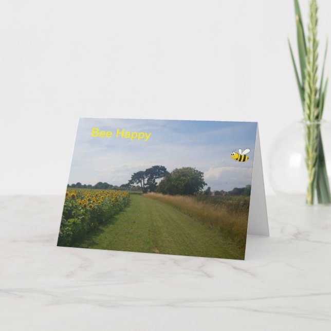 Cartão De Agradecimento Bee Happy. placa de vazio (Frente)