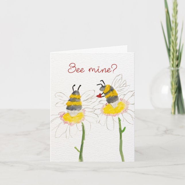 Cartão De Agradecimento Bee Mine? on Flowers Valentine's Day Card (Frente)