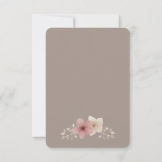 Cartão de Agradecimento Bege e Floral Rosa