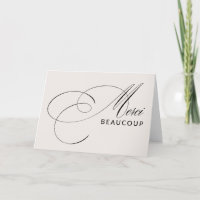 Bege Merci Beaucoup Elegante Caligrafia Obrigado
