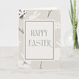 Cartão De Agradecimento Beige and Cream Easter Bunny Pattern Holiday Card