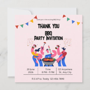 Cartão de agradecimento Beige Azul Divertido BBQ