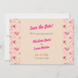 Cartão De Agradecimento Beige & Blush Pink Floral Save the Date Card