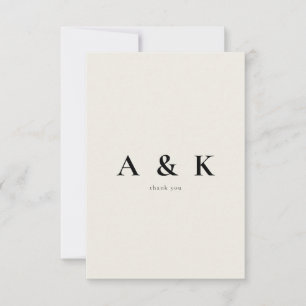 Cartão De Agradecimento Beige Contemporary Message Wedding Obrigado