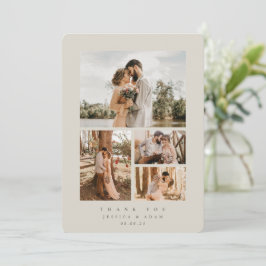 Cartão De Agradecimento Beige Elegant Mínimo 4 Foto: Flat