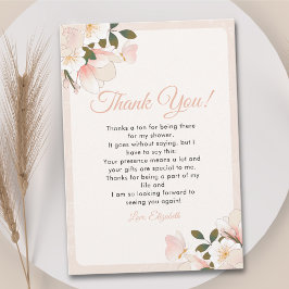 Cartão De Agradecimento Beige Pink Floral Pattern Bridal Shower