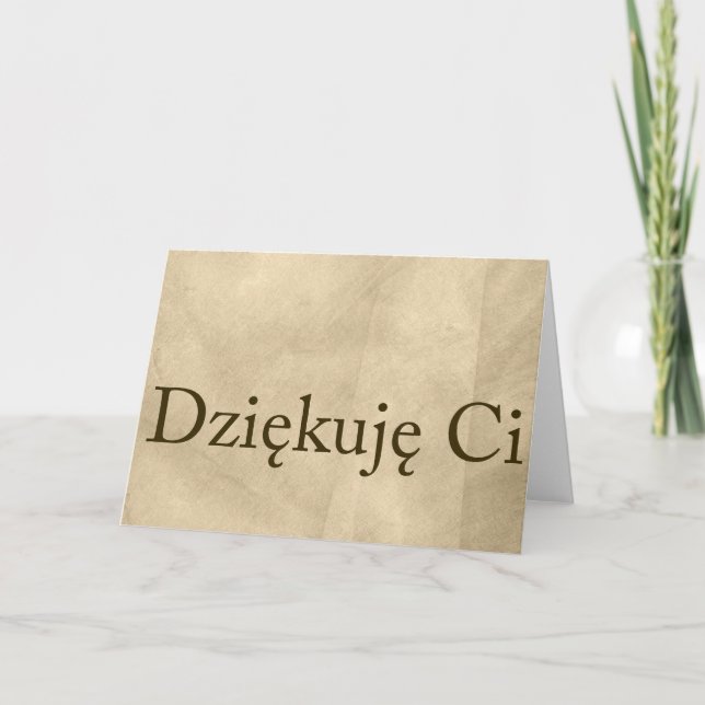 Cartão De Agradecimento Beige Polish Thank You Note- Dziekuje  Ci (Frente)