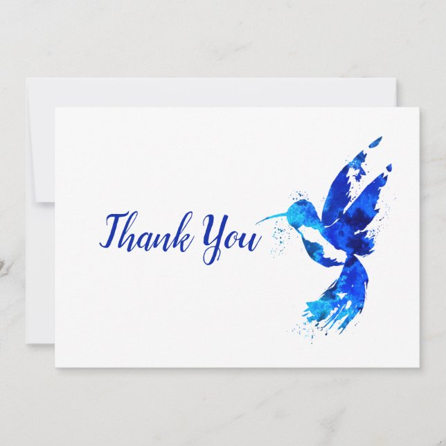 Cartão De Agradecimento Beija-flor Azul Abstrato (Frente)