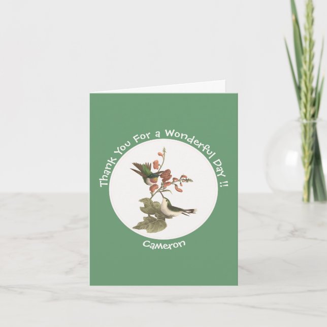 Cartão De Agradecimento Beija-flor-de-garganta-rubi, aniversário ou outro  (Frente)