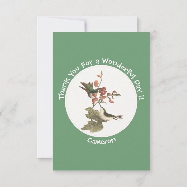 Cartão De Agradecimento Beija-flor-de-garganta-rubi, aniversário ou outro  (Frente)