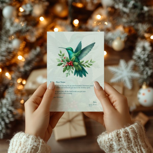 Cartão de Agradecimento Beija-flor de Natal com Az (Criador carregado)