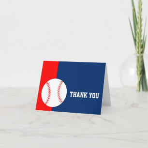 Cartão De Agradecimento Beisebol Vermelho Azul