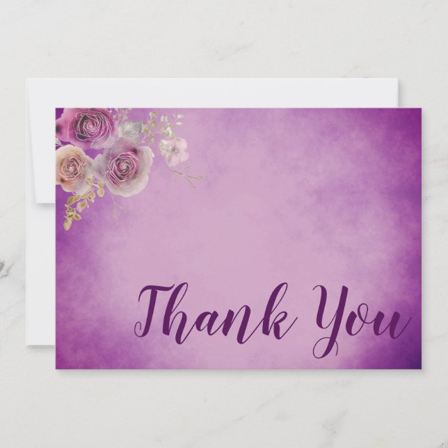 Cartão De Agradecimento Bela aguarela floral roxa (Frente)