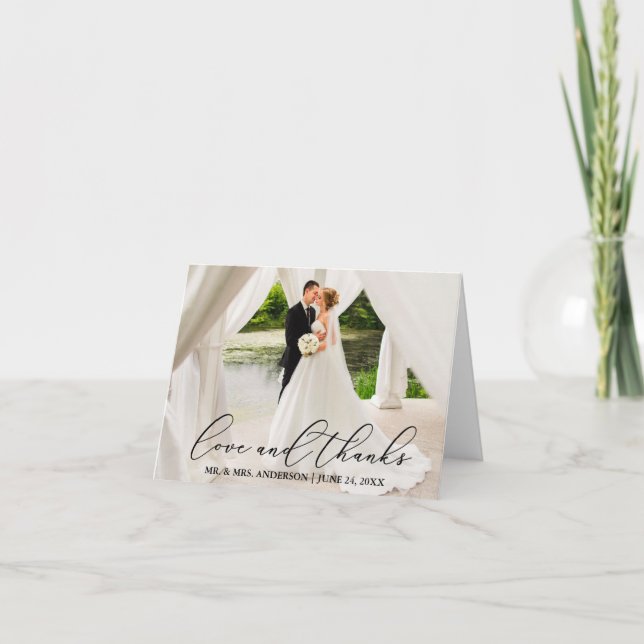 Cartão De Agradecimento Bela Caligrafia Nota sobre Obrigados de Amor (Frente)